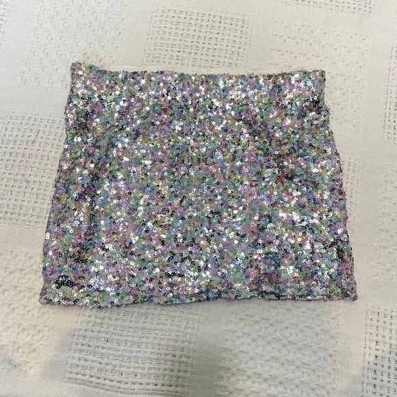 Fashion Nova XL multi color holographic sequin mini skirt SK 2864 - Picture 7 of 9